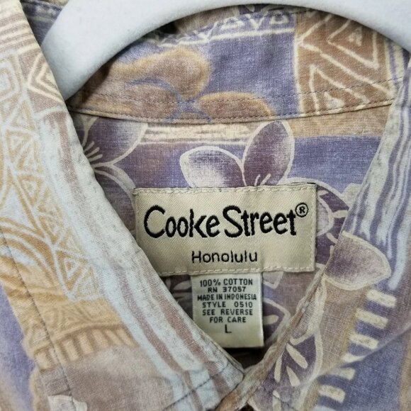 Cooke Street Size Large Hawaiian Shirt Button Up Floral & Tapa Squares, Island - Picture 4 of 4
